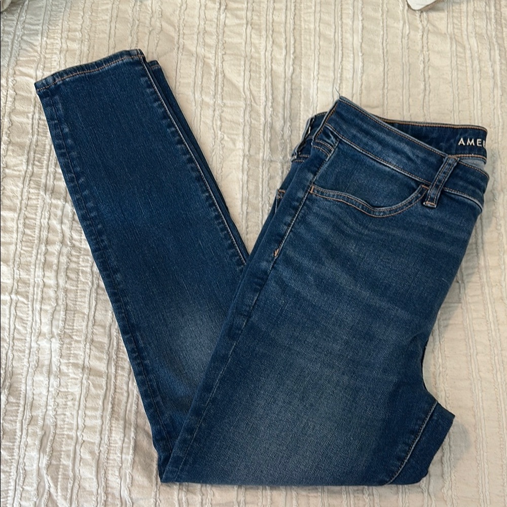 American Eagle Outfitters Dark Blue High Rise Jeggings - Picture 4 of 8